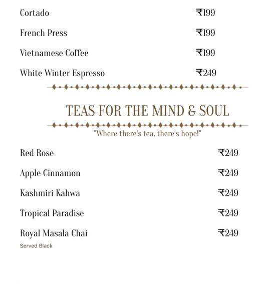 Menu of Panache, CBD-Belapur, Navi Mumbai