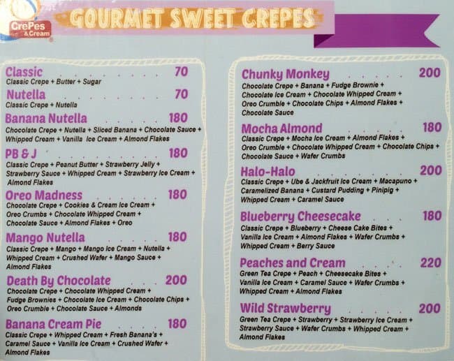Crepes & Cream Menu, Menu for Crepes & Cream, Newport City, Pasay City Zomato Philippines