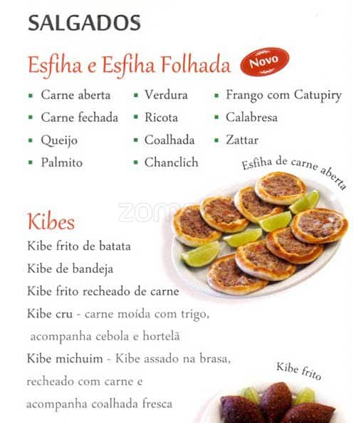 Monte Líbano Delivery cardápio