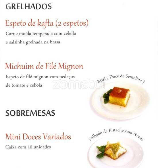 Monte Líbano Delivery cardápio