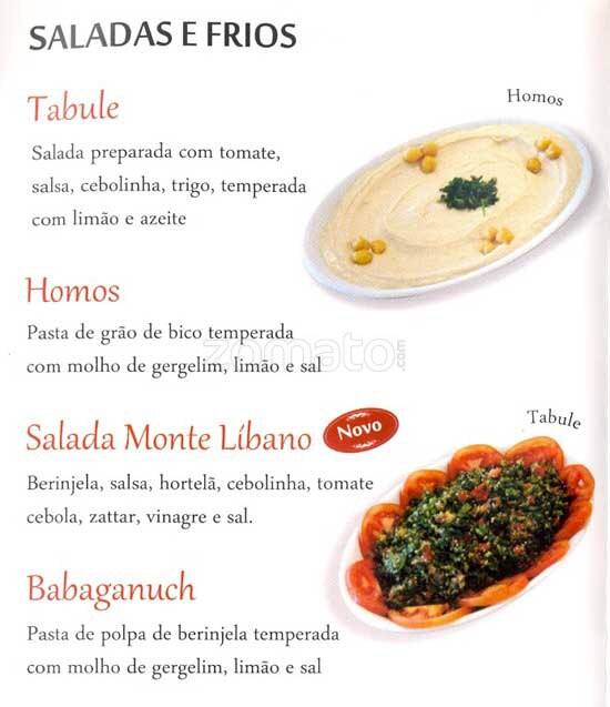 Monte Líbano Delivery cardápio