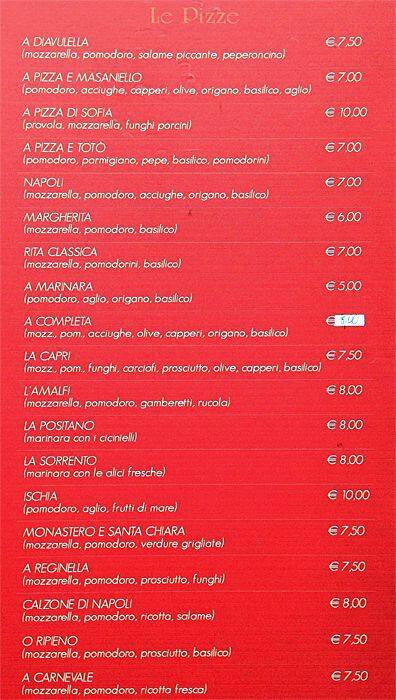 Menu di La Piccola Napoli 