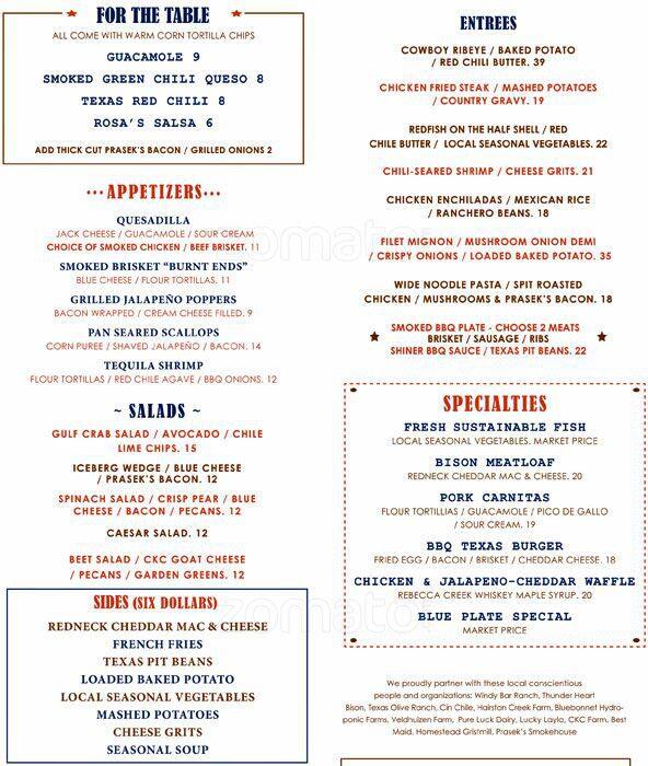 Menu at Cibolo Moon BBQ, San Antonio