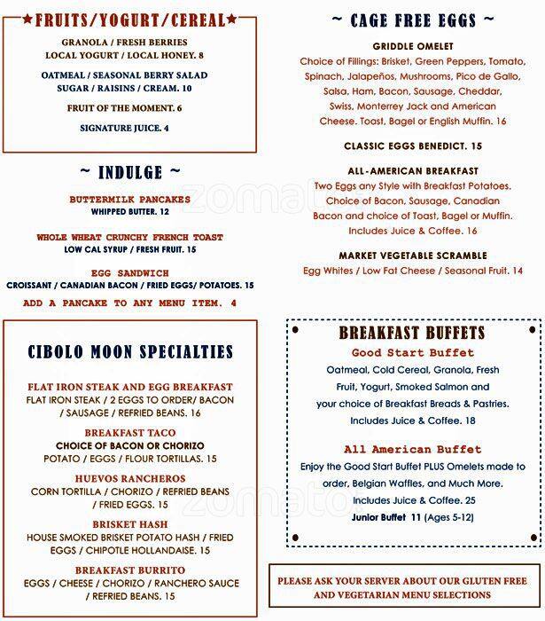 Menu at Cibolo Moon BBQ, San Antonio