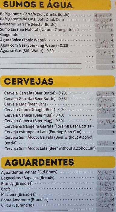 Café Parque Gás menu