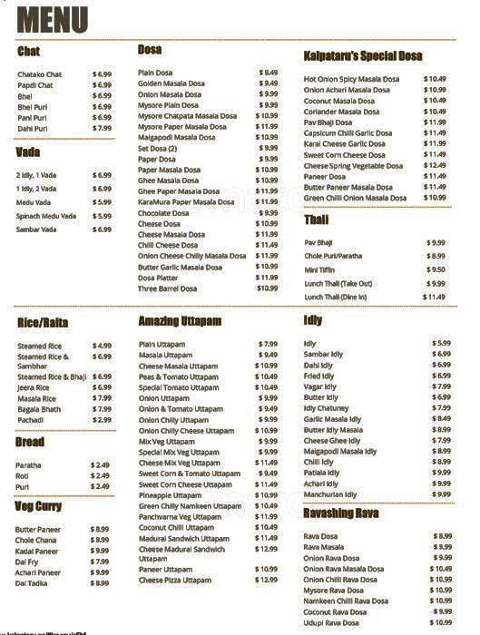 Kalpataru Menu, Menu for Kalpataru, Brampton, Toronto Urbanspoon/Zomato