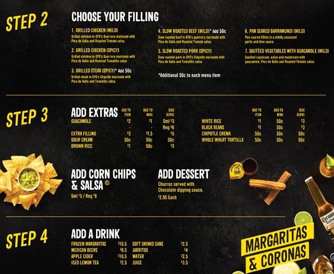Menu At Guzman Y Gomez Swanston St Fast Food, Melbourne,, 53 OFF