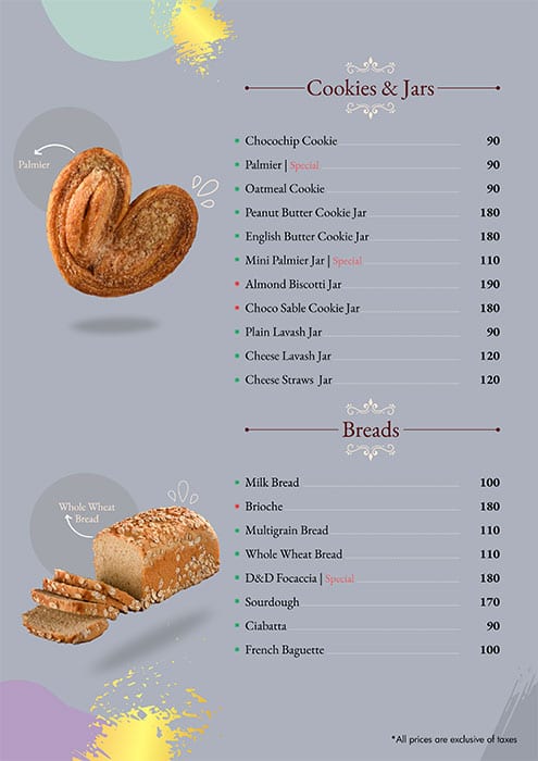 Drizzle & Dust menu