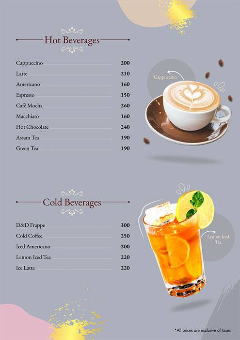 Drizzle & Dust menu