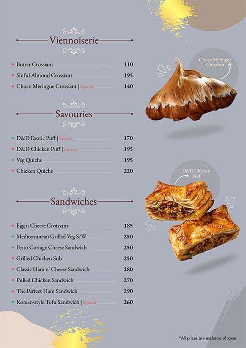 Drizzle & Dust menu