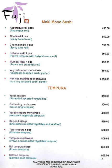 Fuji menu