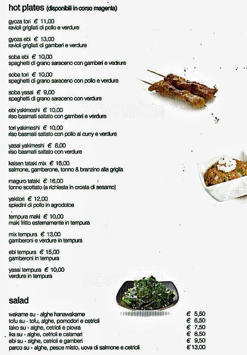 Menu di Parco Sushi 