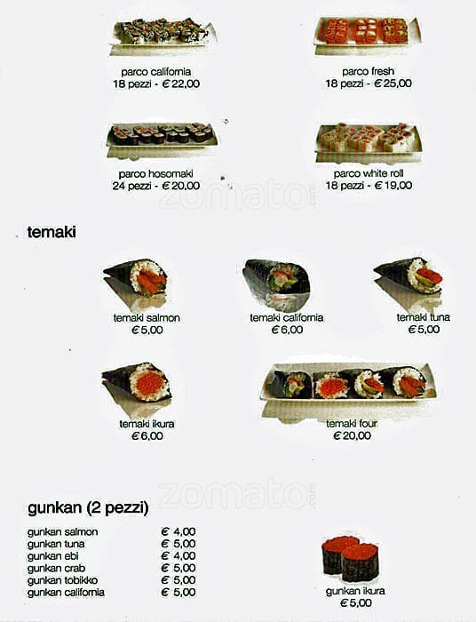 Menu di Parco Sushi 