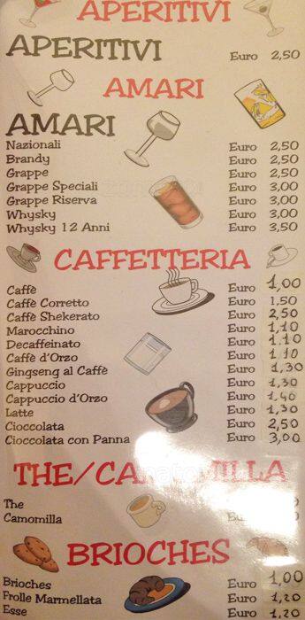 Menu di Bar Morbegno 