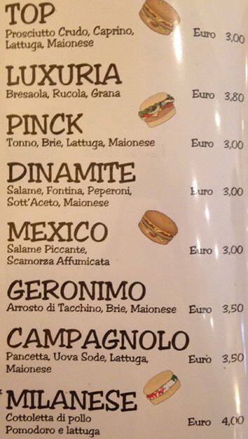 Menu di Bar Morbegno 