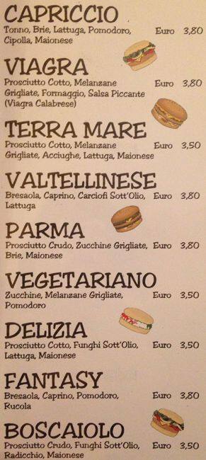 Menu di Bar Morbegno 