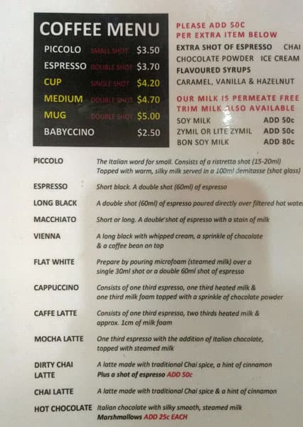 espresso house menu