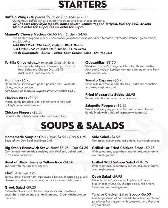 Manuel's Tavern Menu, Menu for Manuel's Tavern, PonceyHighlands