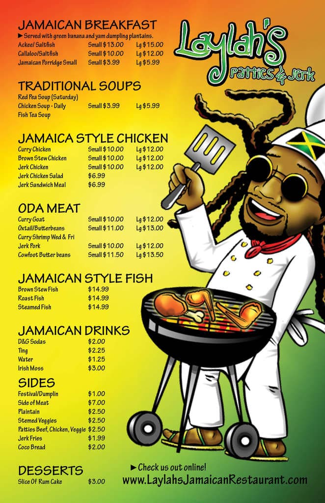Laylah #39 s Jamaican Food Menu Menu for Laylah #39 s Jamaican Food College