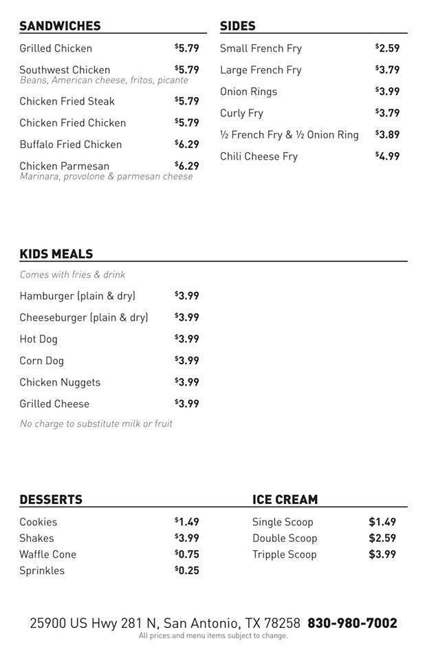 Beefy's Backyard Menu, Menu for Beefy's Backyard, Stone Oak, Stone Oak