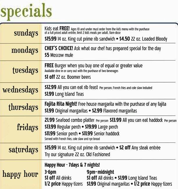 Menu at Ground Round pub & bar, Neenah