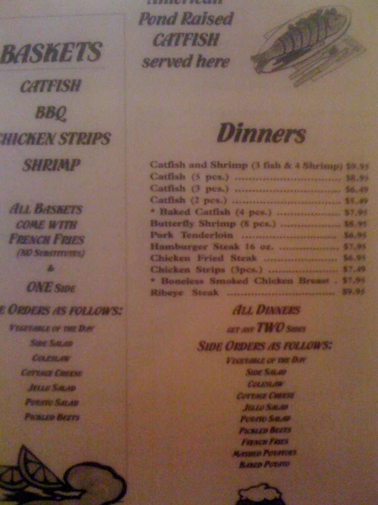 Menu at South Fork Cafe, Salem