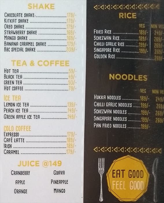 big boss cafe kolkata menu