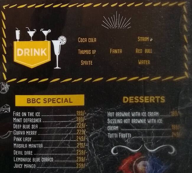 The Big Boss Cafe menu