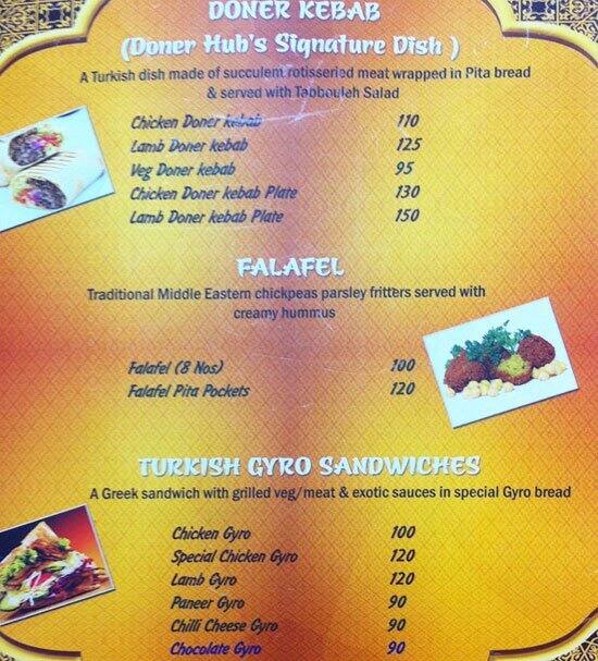 Menu at Doner Hub, Chennai