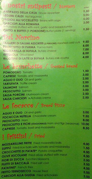 Menu di Ristorante Terno Secco 