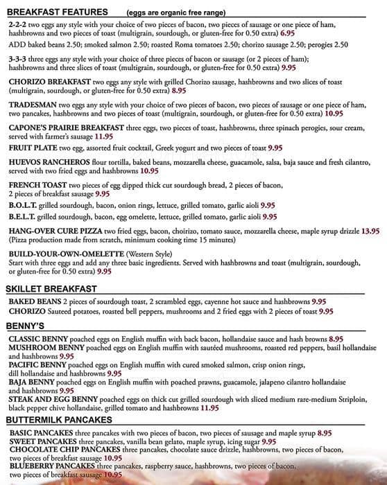 Speakeasy Menu, Menu for Speakeasy, Downtown, Vancouver Urbanspoon/Zomato