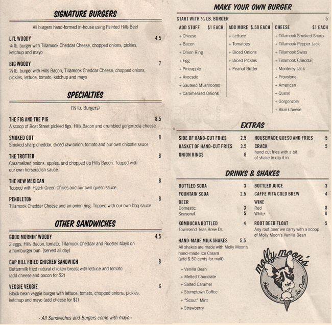 Menu at Li'l Woody's pub &amp; bar, Seattle, Pine St
