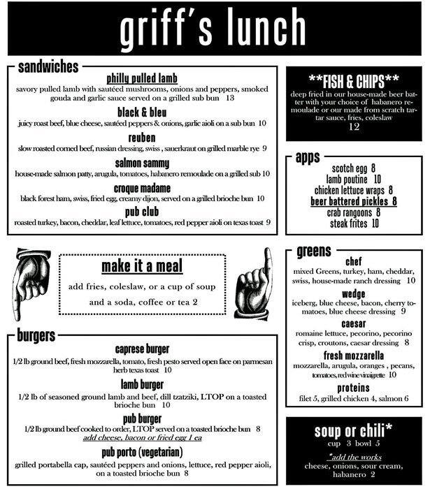 Griff's Gastropub Menu, Menu for Griff's Gastropub, Allen Park, Detroit