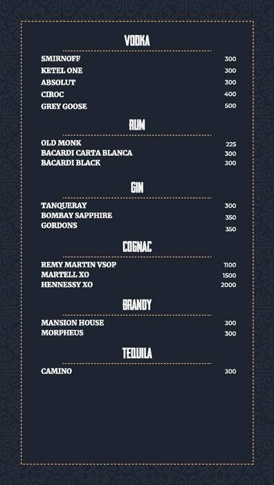 The Chancery Pavilion menu