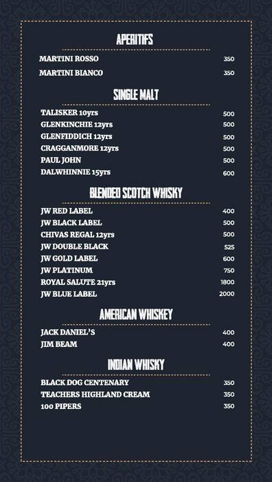 The Chancery Pavilion menu