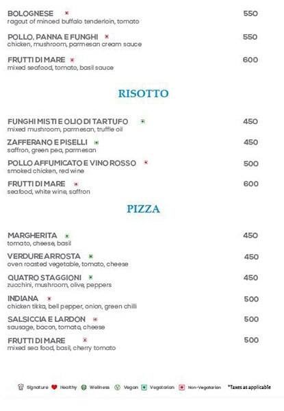 The Chancery Pavilion menu