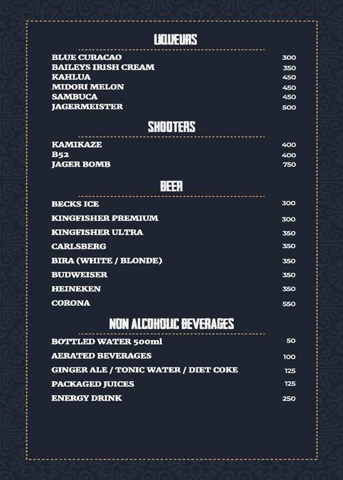 The Chancery Pavilion menu