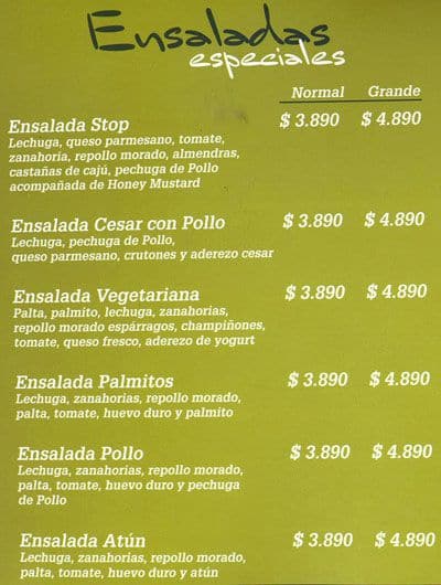 Pollo Stop Menu,Menú para Pollo Stop, Las Condes, Santiago 