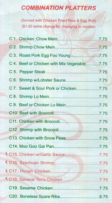 Menu de China Star