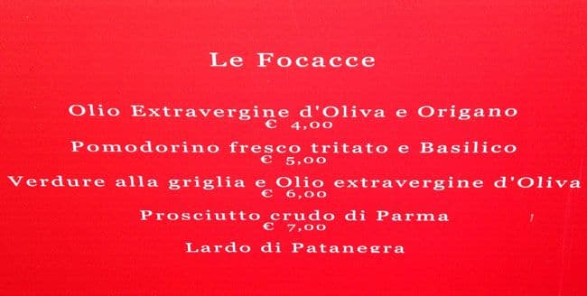 Menu di Sanvittore 