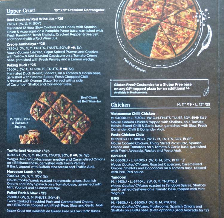 Crust Pizza menu