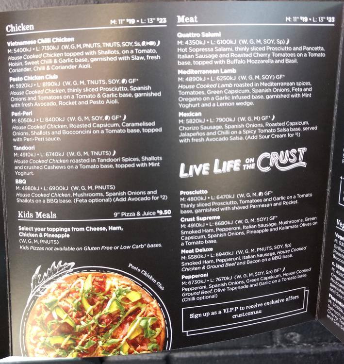 Crust Pizza Rozelle меню