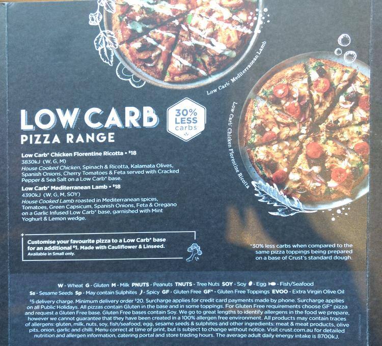 Crust Pizza menu