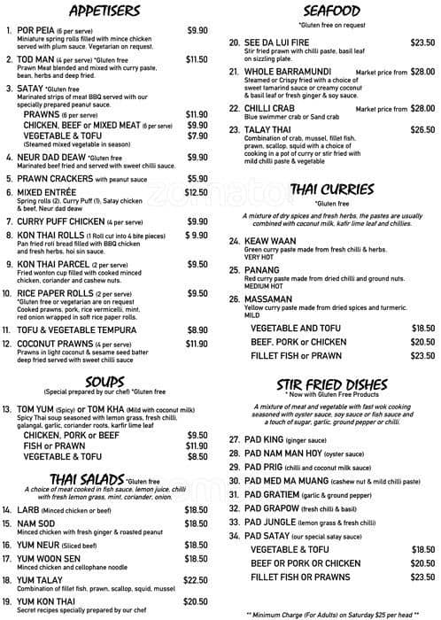 Kon Thai Menu, Menu for Kon Thai, Frankston, Melbourne - Urbanspoon/Zomato