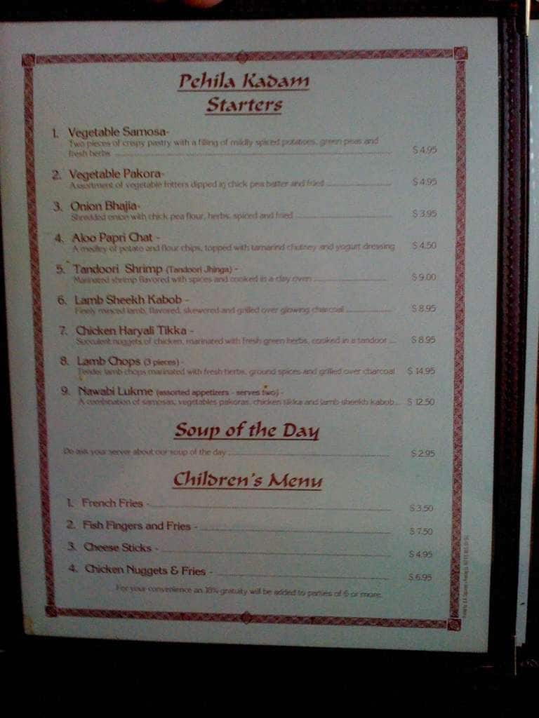Menu at Memories of India restaurant, Lake Mary Menu at Memories of India restaurant, Lake Mary