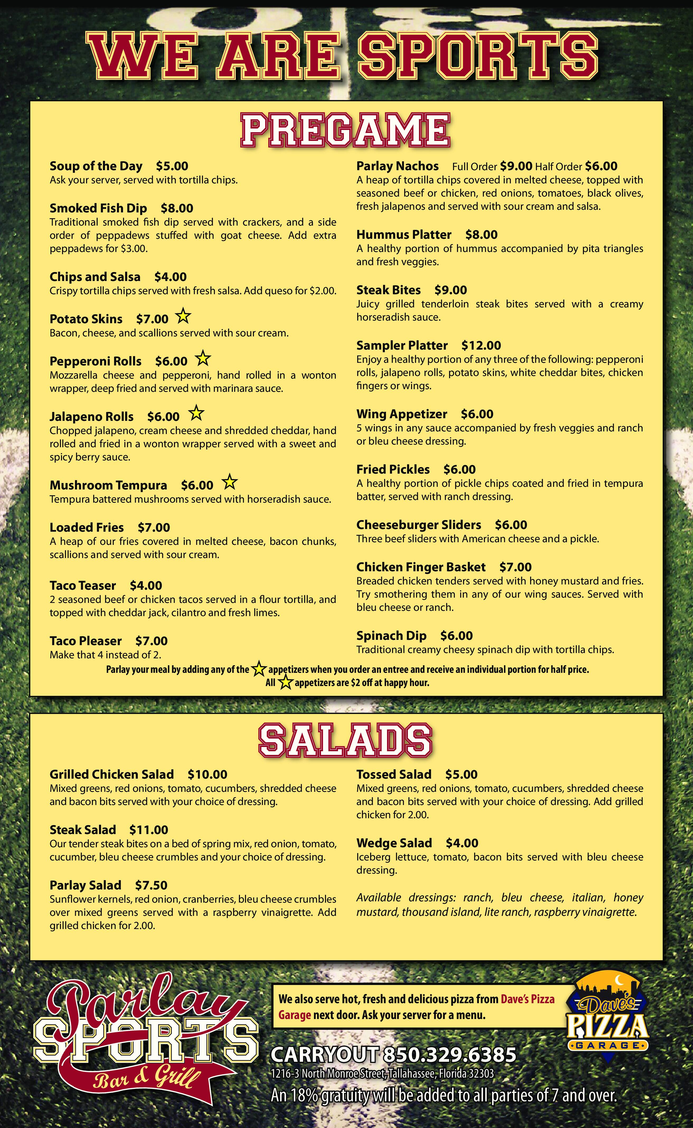 Parlay Sports Bar and Grill Menu Urbanspoon/Zomato