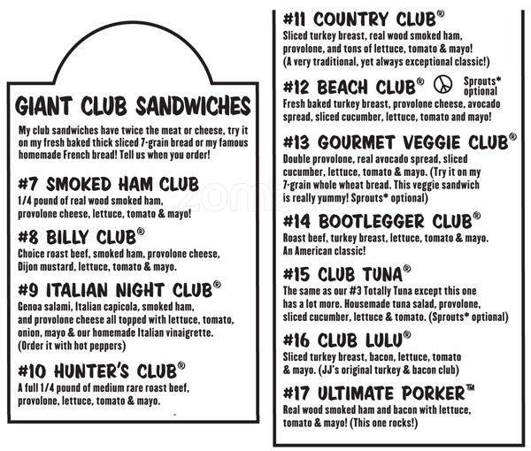 Jimmy John's menu
