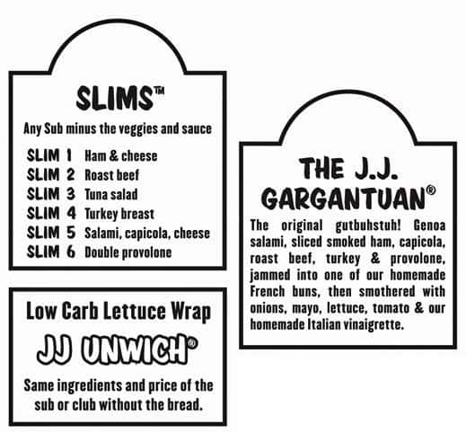 Jimmy John's menu