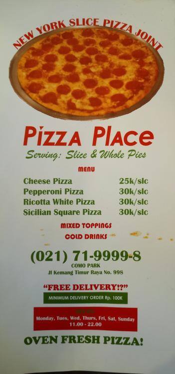 Pizza Place Menu, Menu untuk Pizza Place, Kemang, Jakarta - Zomato