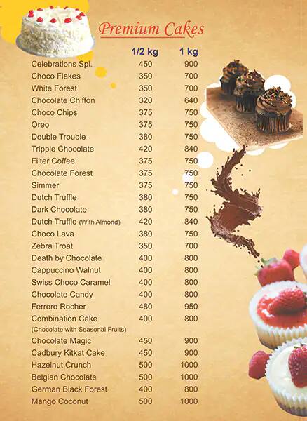 The Varanasi Bakery menu